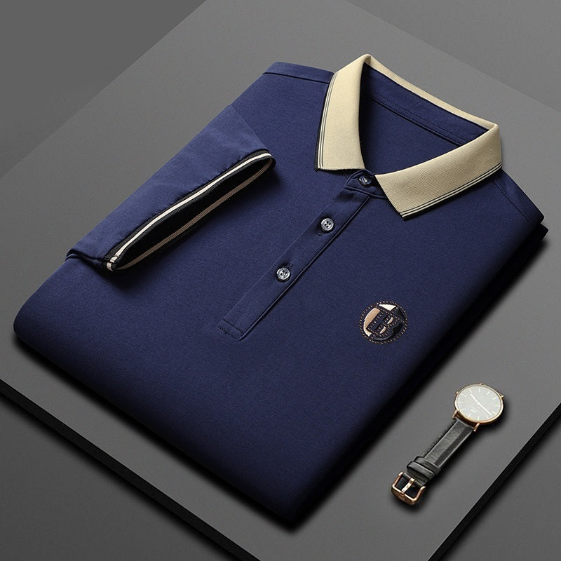 Short Sleeve Men's Lapels Fashion Brand Clothes 2359 Fresh Sapphire Blue GlamzKart