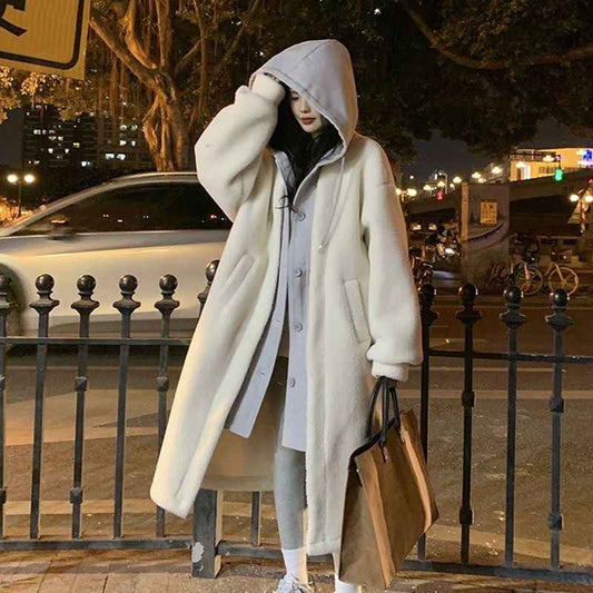 Long Coat Lambswool All-match Loose Fashionable Jacket