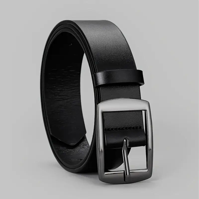 Men's Pin Buckle PU Microfiber Eyelet Belt Fashion Casual Belt Black E GlamzKart