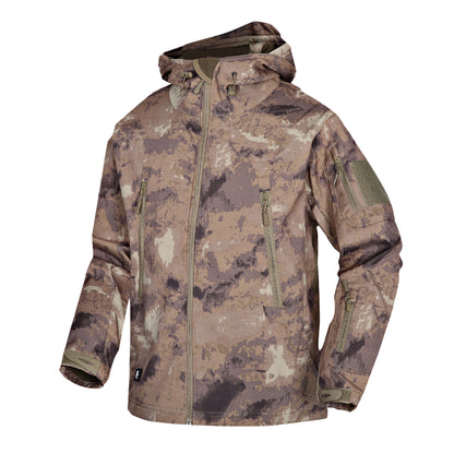 Autumn And Winter Men's Outdoor Camouflage Clothing Soft Shell Jacket Gray Ruins GlamzKart