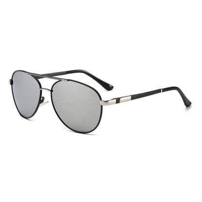 Men's Sunglasses European And American Stylish Driving Black Silver Frame Mercury GlamzKart