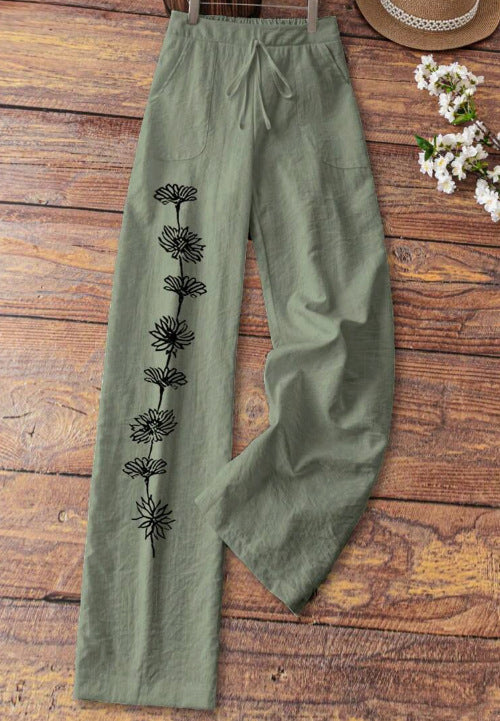 Leisure Wide Leg Pants Printed Loose Trousers MCC00917 GlamzKart