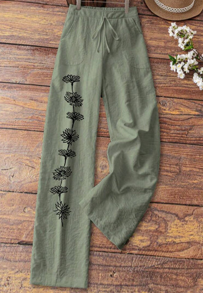 Leisure Wide Leg Pants Printed Loose Trousers MCC00917 GlamzKart