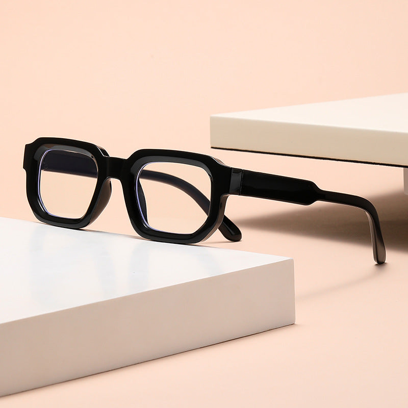 Fashionable Sunglasses Simple Personality Small Frame Square All-match Sunglasses Black Frame Transparent Sheet GlamzKart
