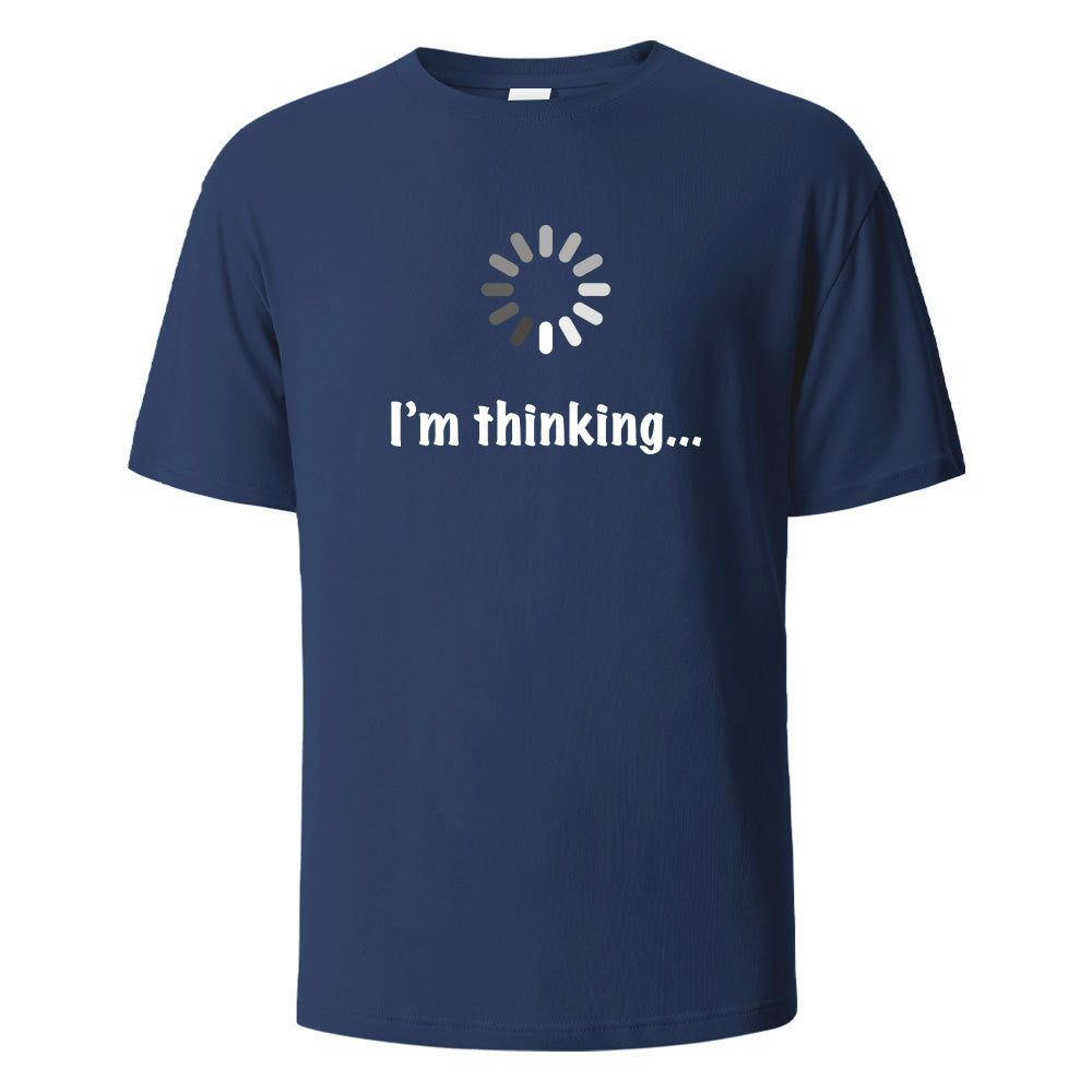 I'm Thinking About Interesting Printed T-shirt Navy Blue GlamzKart