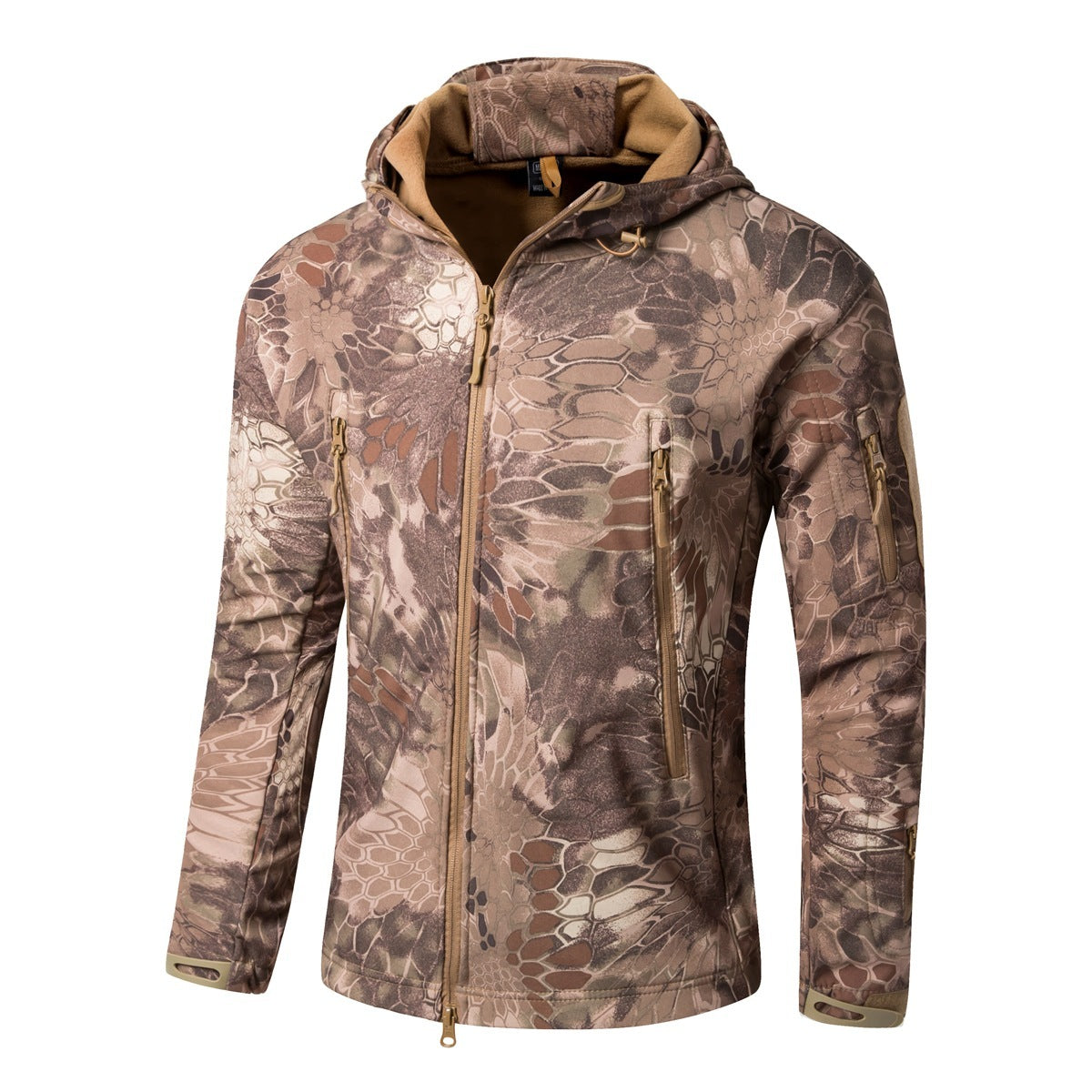 Shark Skin Soft Shell Outdoor Shell Jacket Sand Python Color GlamzKart