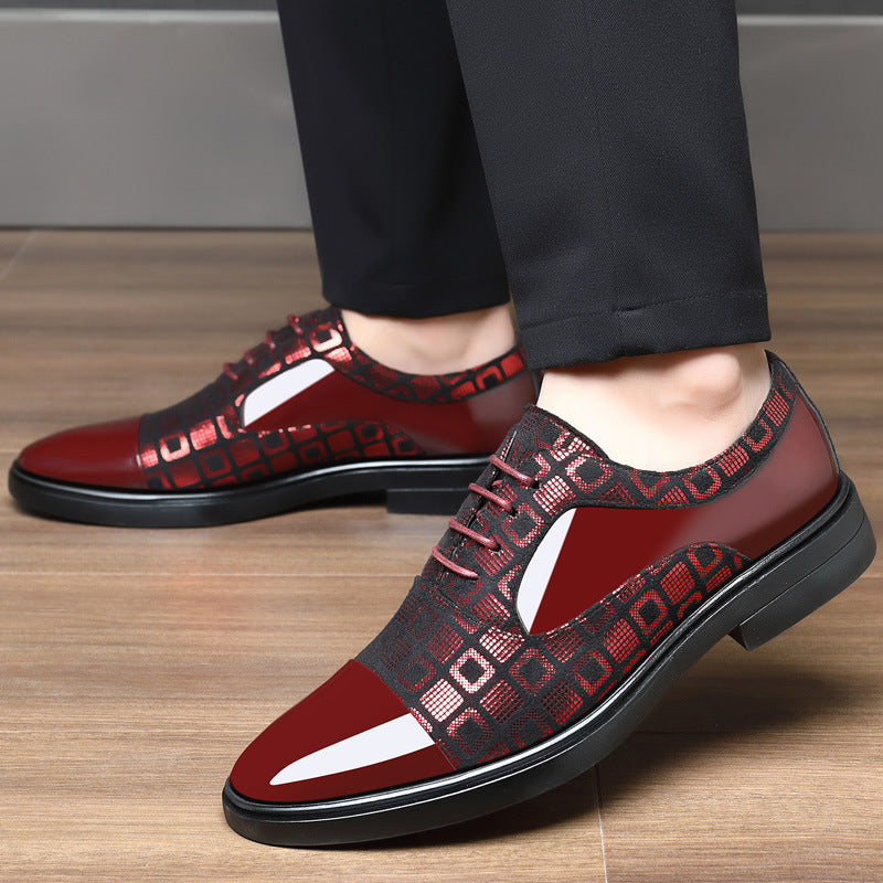 Men's Versatile Spring And Autumn Business Leather Shoes Wine Red GlamzKart