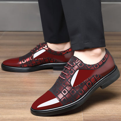 Men's Versatile Spring And Autumn Business Leather Shoes Wine Red GlamzKart