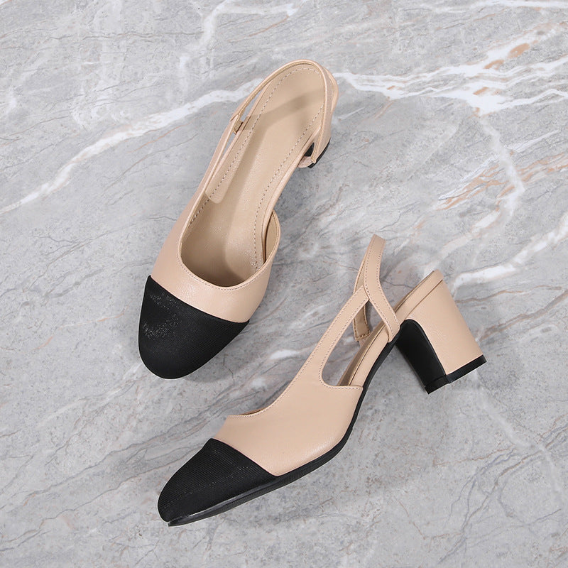 Hollow Color Matching Flat Heel Sandals Small Size Women's Shoes GlamzKart