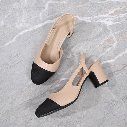 Hollow Color Matching Flat Heel Sandals Small Size Women's Shoes GlamzKart