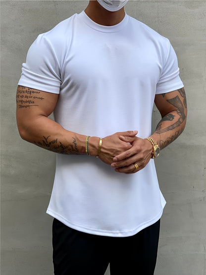 Men's Simple All-match Pure Cotton Solid Color Short Sleeve White GlamzKart