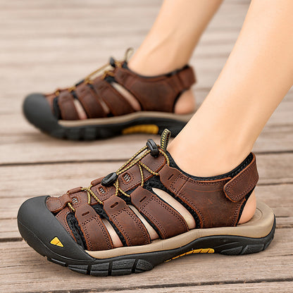 Top Layer Leather Plus Size Men's Beach Sandals GlamzKart