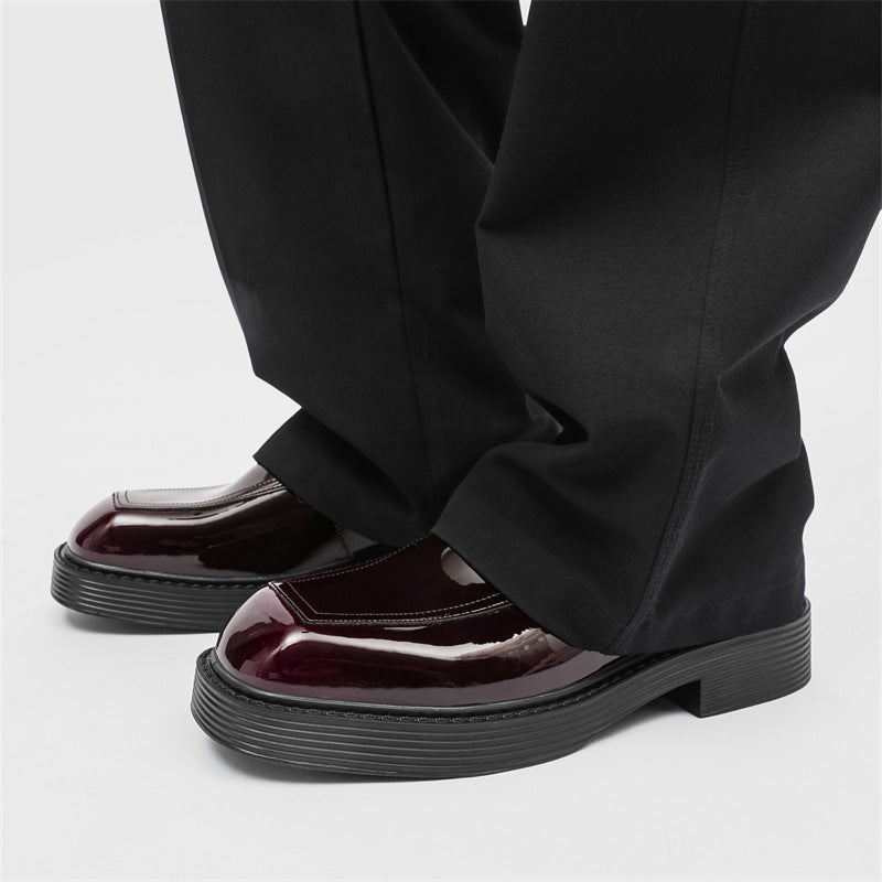 Hong Kong Style Thick-soled British Style Leather Shoes Spring And Autumn Single-layer Shoes Purple GlamzKart