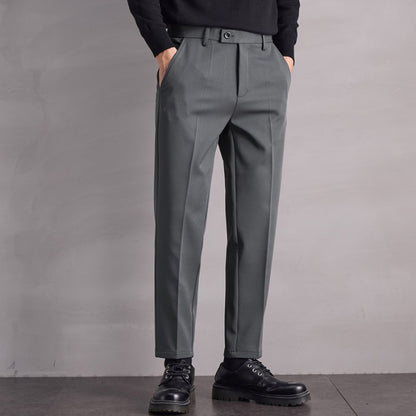 Fall Winter Men Straight Casual Pants Dark Gray GlamzKart