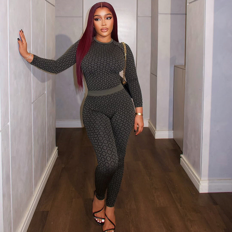 Women's Round Neck Long Sleeve Jumpsuit Black GlamzKart