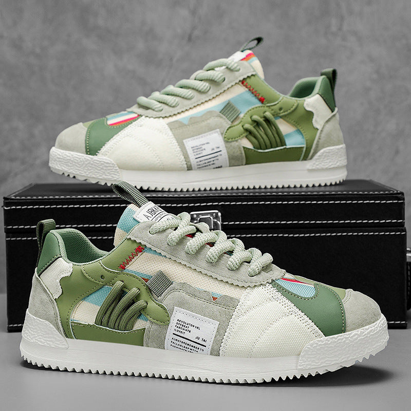 Summer Thin Men's Mesh Breathable Sneakers YZ5933 White And Green GlamzKart