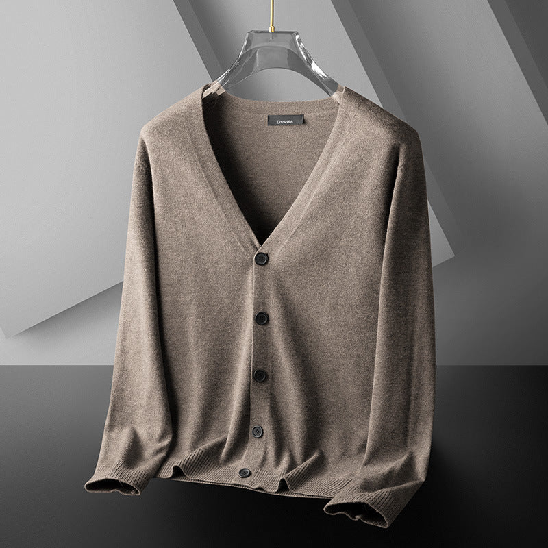 Thin Trendy Casual Outdoor Cotton Knitwear Black Sweater Light Coffee GlamzKart