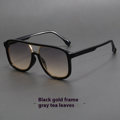 Men's And Women's Fashion All-matching UV Protection Glasses Black Gold Frame With Gray GlamzKart