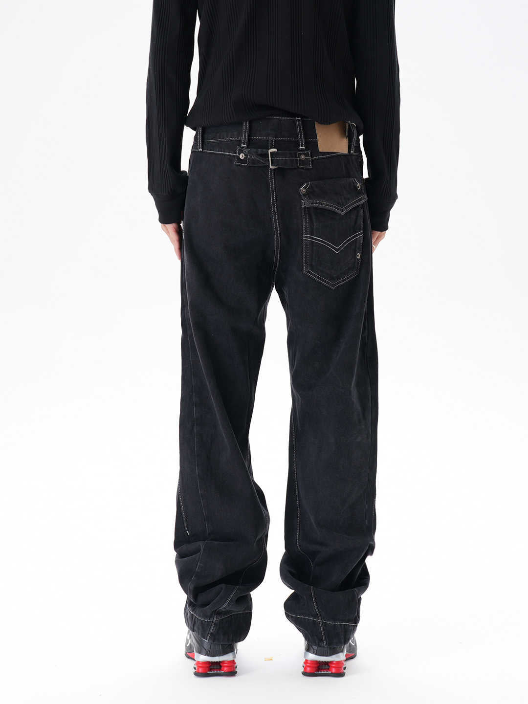 Contrast Color Loose Machete Jeans Men GlamzKart