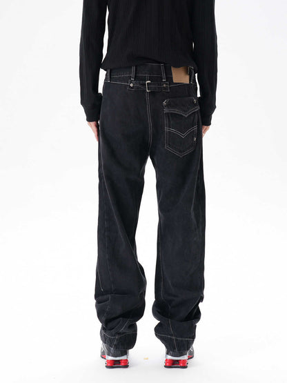 Contrast Color Loose Machete Jeans Men GlamzKart
