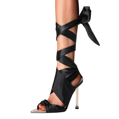 Lace-up Open Toe High Heels Pointed Sandals GlamzKart