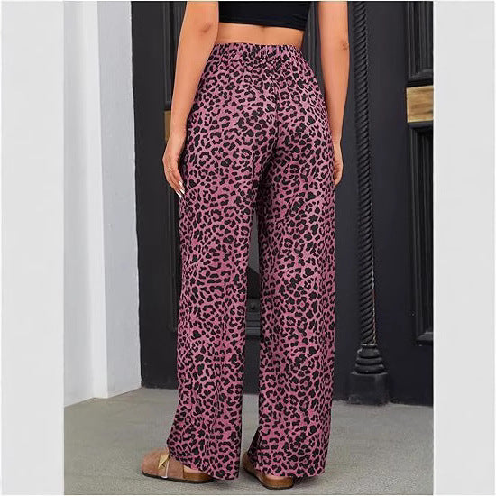 Women's Leopard Print Elastic High Waist Trousers GlamzKart