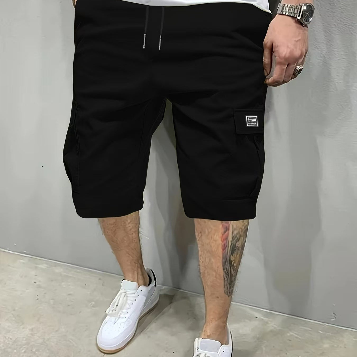Shorts Summer Men's American Fifth Pants Overalls Korean Black Black GlamzKart