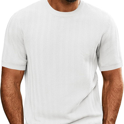 Men's Summer Hollow Breathable Sweater Solid Color T-shirt White GlamzKart