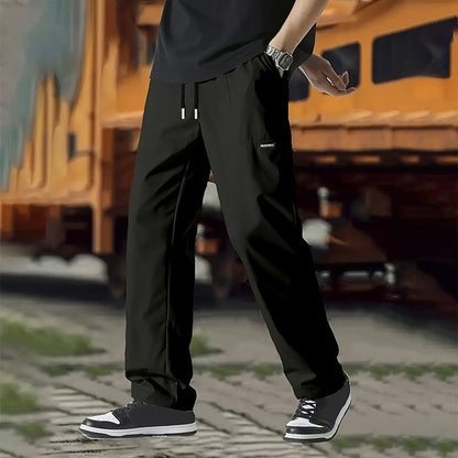 Loose All-matching Sports Casual Pants For Men Black GlamzKart