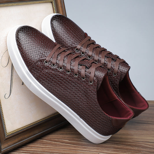 British Style Comfortable Breathable Men's Leather Shoes Low-top Flat Business GlamzKart