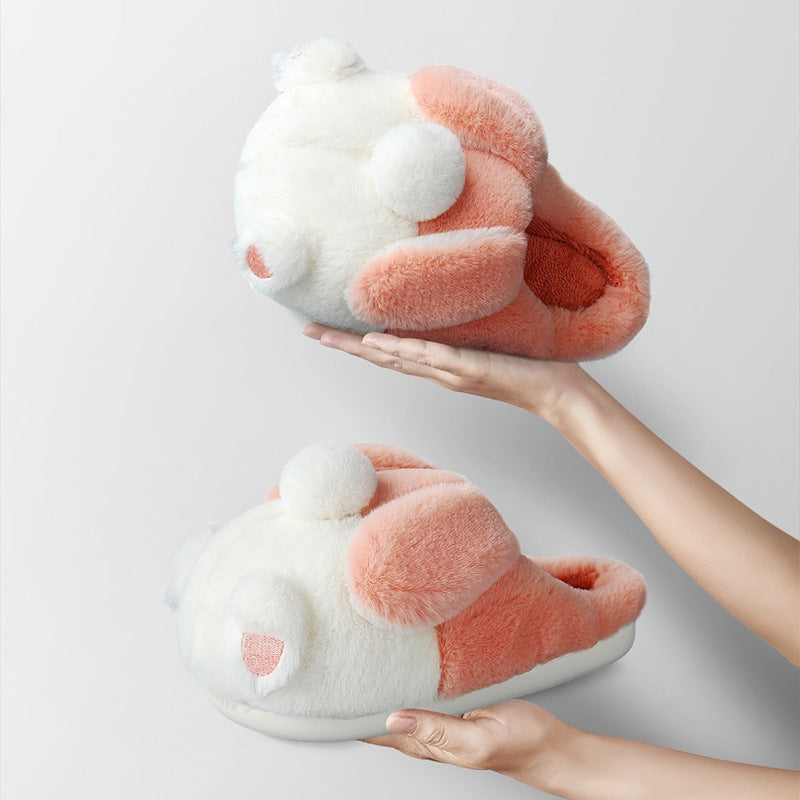 Women In Cotton Slippers With Wrapped Heels Are Cute In Winter orange GlamzKart