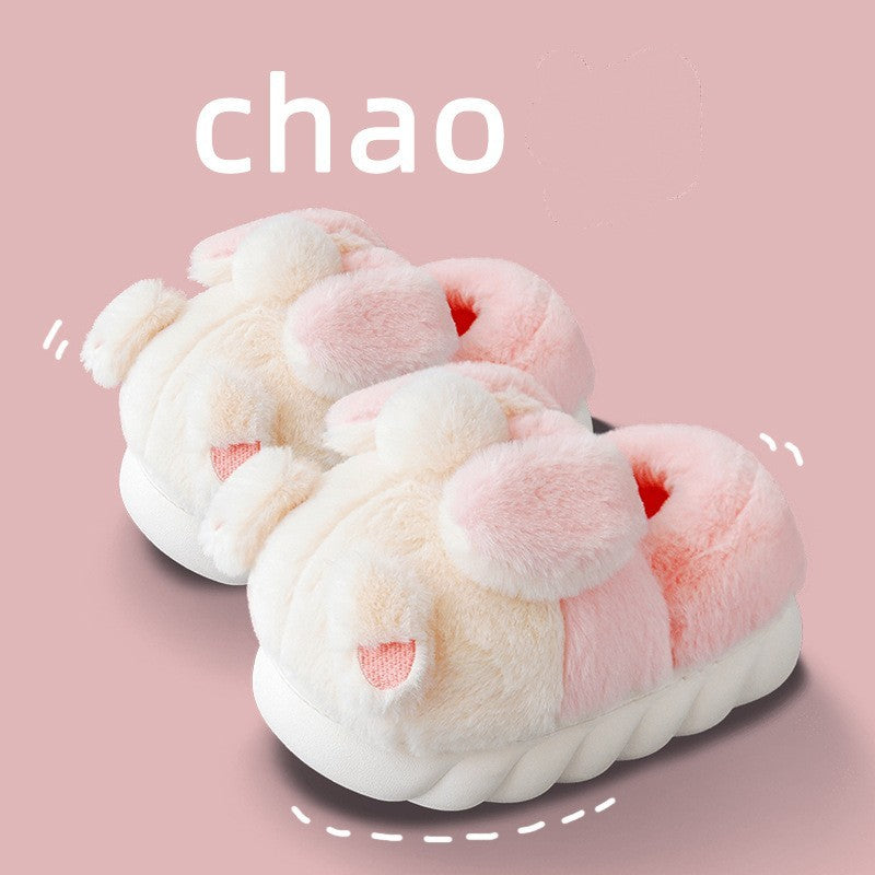 Women In Cotton Slippers With Wrapped Heels Are Cute In Winter Pink thickening GlamzKart