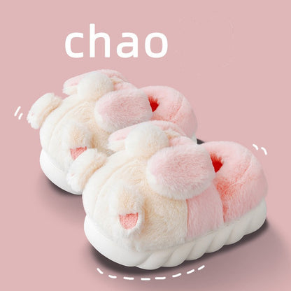 Women In Cotton Slippers With Wrapped Heels Are Cute In Winter Pink thickening GlamzKart