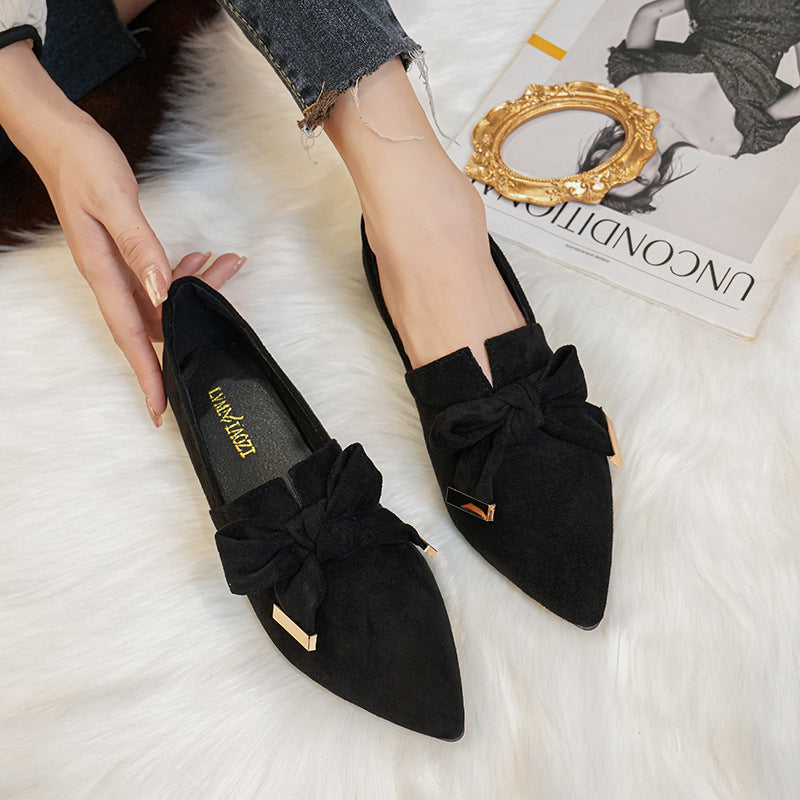 Flat Shoes Deep Mouth Soft Surface Slip-on Black GlamzKart