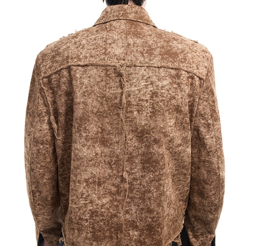 Desert Waste Soil Wind Rough Edge Damage Denim Coat GlamzKart