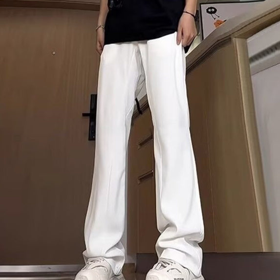 Black Willow Leaf Machete Straight Casual Pants White GlamzKart