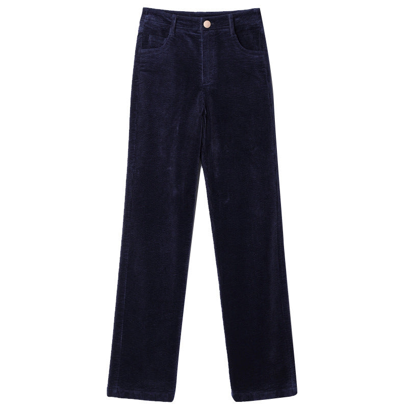 High Waist Straight Corduroy Women's Pants Loose Lamp Wick GlamzKart