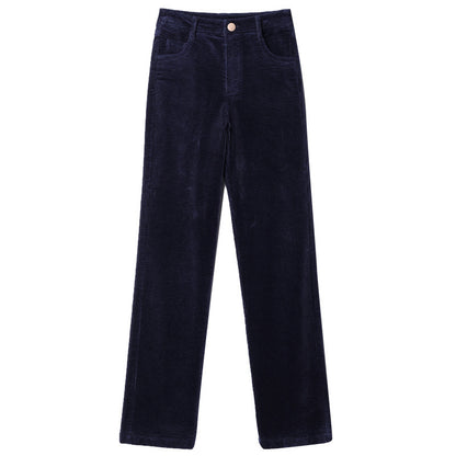 High Waist Straight Corduroy Women's Pants Loose Lamp Wick GlamzKart