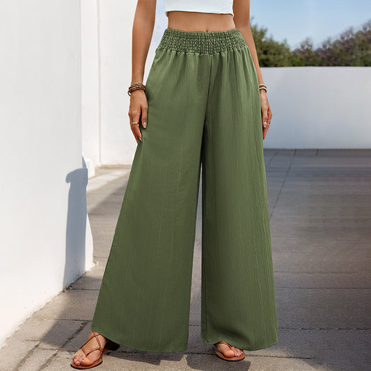 Green Casual Wide-leg Pants For Women GlamzKart