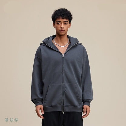 Profile With Sports Windproof Mask Zipper Sweater Dark Gray GlamzKart