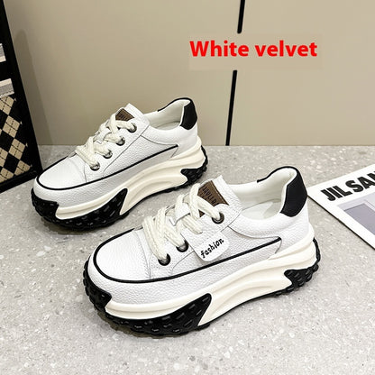 Simple Fashionable All-match Sports Breathable White Shoes White Velvet GlamzKart