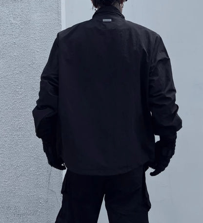 Niche Double Zipper Stand Collar Shell Jacket Jacket GlamzKart
