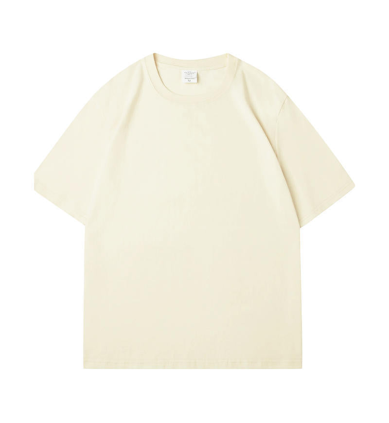 All-matching Round Neck Short Sleeves Loose Beige GlamzKart