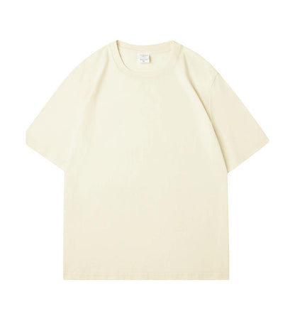 All-matching Round Neck Short Sleeves Loose Beige GlamzKart