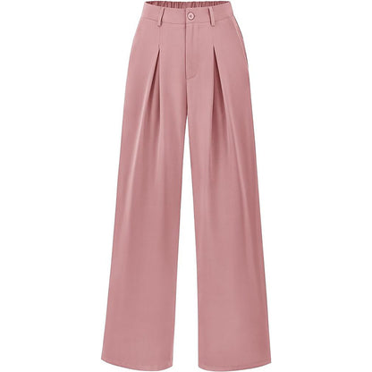 Work Commute Business Style Loose Casual Formal Wear Wide-legged Pants Pink GlamzKart