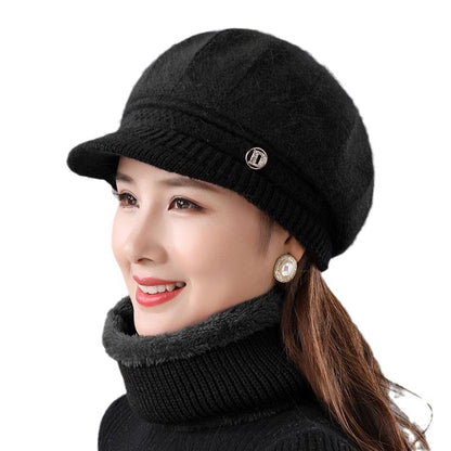 Rabbit Fur Knitted Woolen Cap Women's Autumn Versatile Winter Warm Beanie Hat GlamzKart