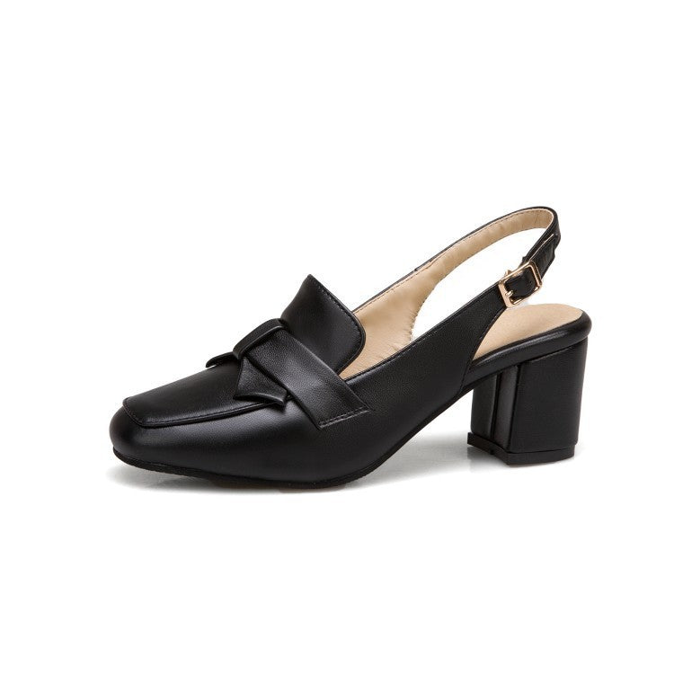 New Baotou sandals women Xia Fangtou thick heel high heels Black GlamzKart