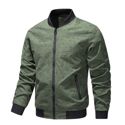 Spring And Autumn Jacket Men's Simple Youth Coat Zipper Bag High Quality Fabric Army Green GlamzKart