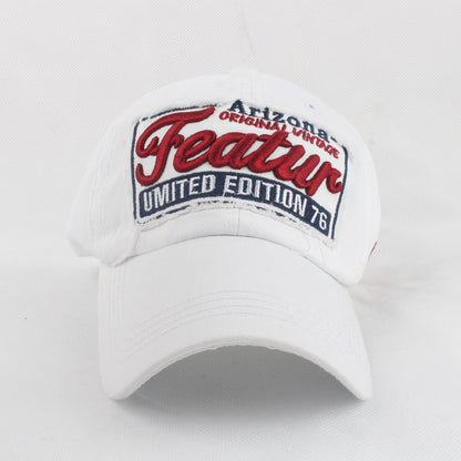 European And American Style Featur Letter Embroidered Peaked Cap Outdoor Casual Hat White Adjustable GlamzKart