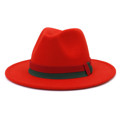 Big Brim British Style Woolen Jazz Top Hat Orange 58cm GlamzKart